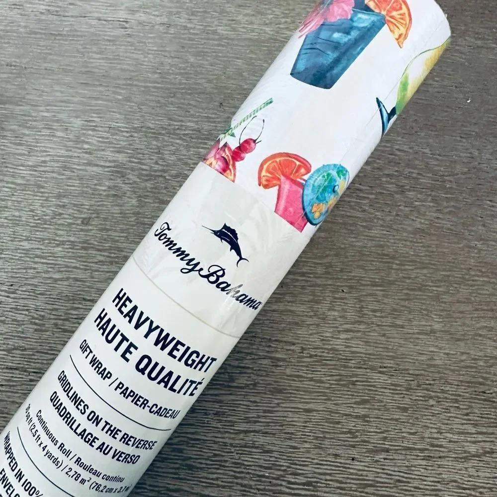 Tommy Bahama Tropical Cocktail Drinks Gift Wrap Wrapping Paper Roll